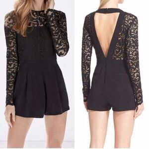 Parker Clancy Black Lace Long Sleeve Romper